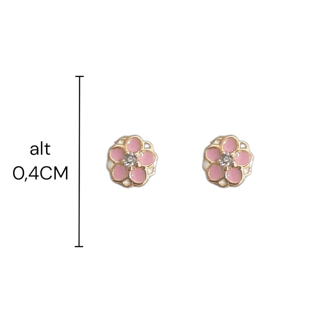 Brinco Flor Com Zirconia No Centro Nº01 Esmaltada