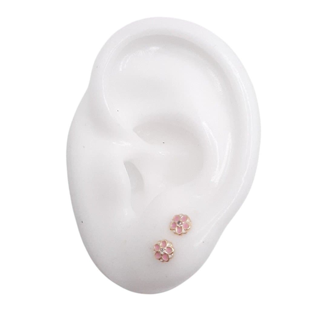 Brinco Flor Com Zirconia No Centro Nº01 Esmaltada miniatura 2