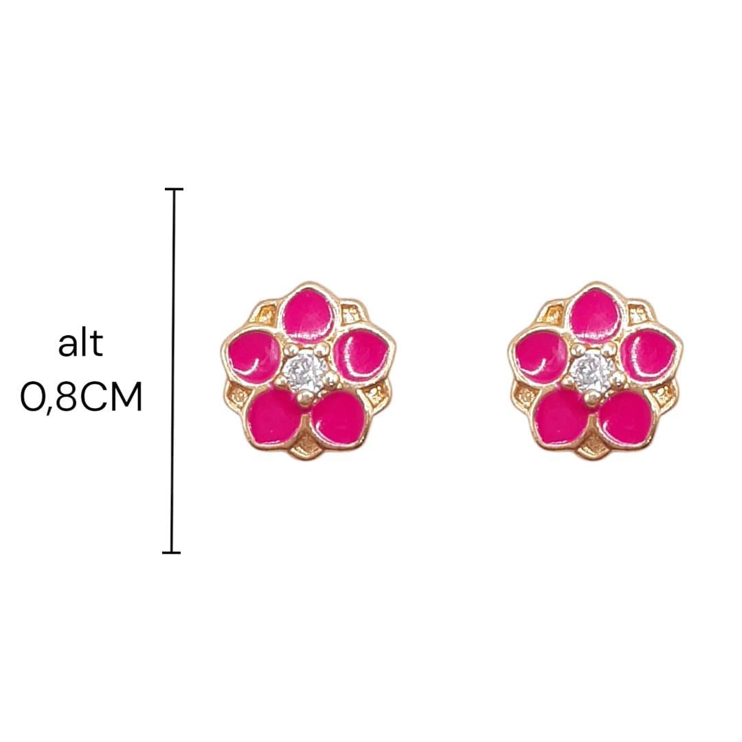 Brinco Flor Com Zirconia No Centro Nº3