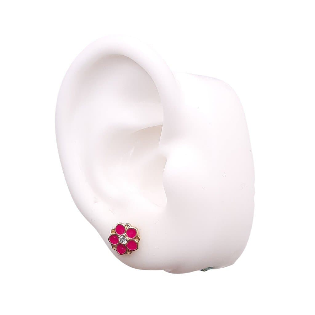 Brinco Flor Com Zirconia No Centro Nº3 miniatura 2