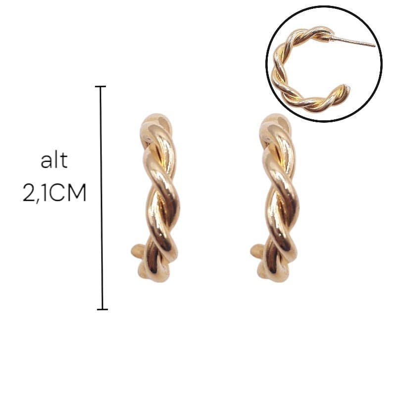 Brinco Argola Fio De 2 Torcido 2cms miniatura 2