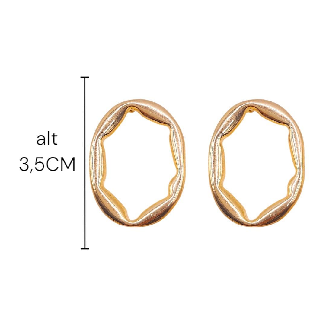 Brinco Oval Vazado  Amassado miniatura 2