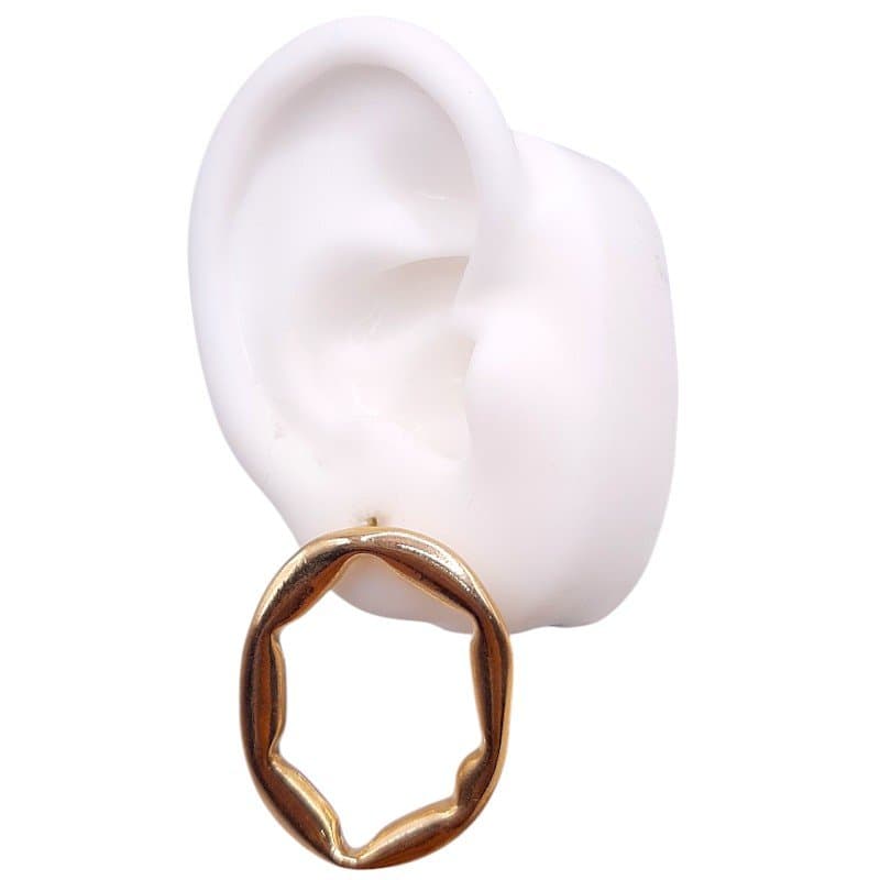 Brinco Oval Vazado  Amassado miniatura 3