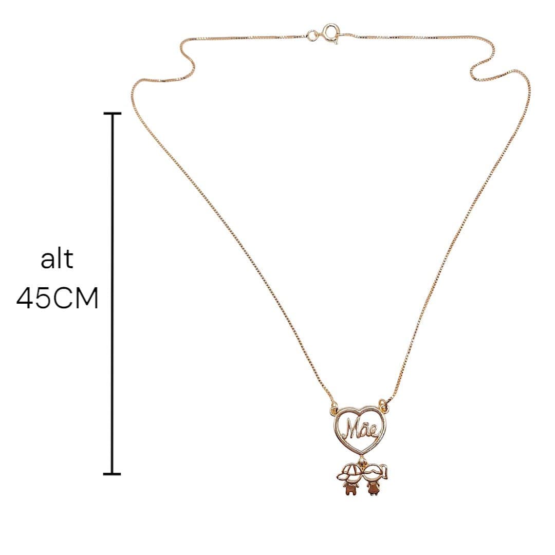 Colar Coração Mãe Com 2 Filhos miniatura 2