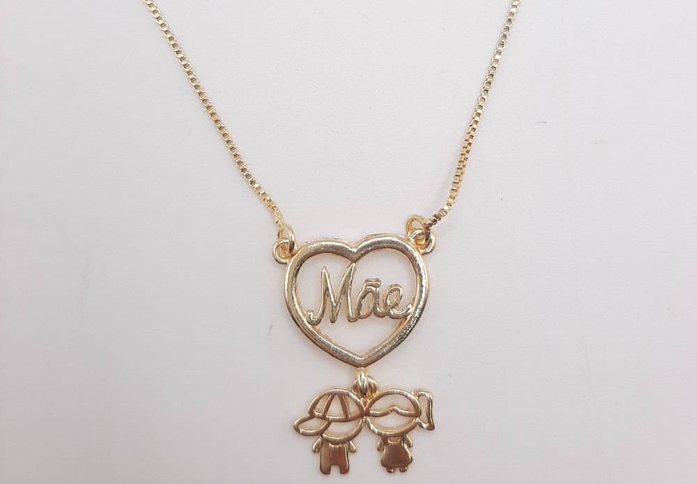 Colar Coração Mãe Com 2 Filhos miniatura 3