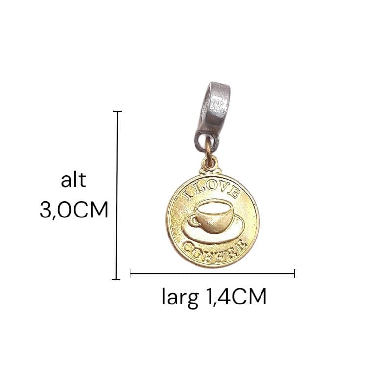 Berloque Medalha Com Xícara Café