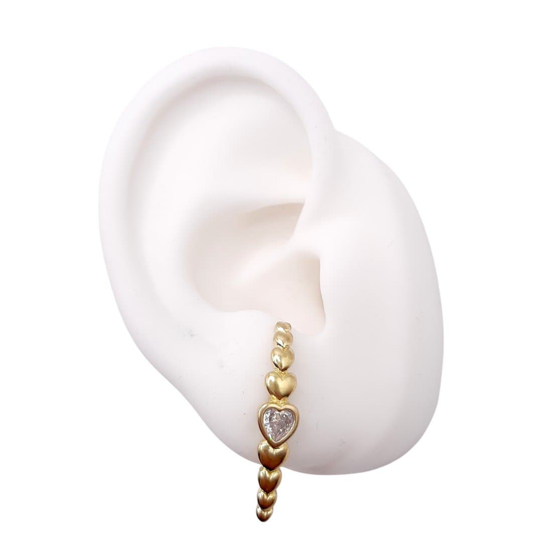 Brinco Ear Hook Corações miniatura 2