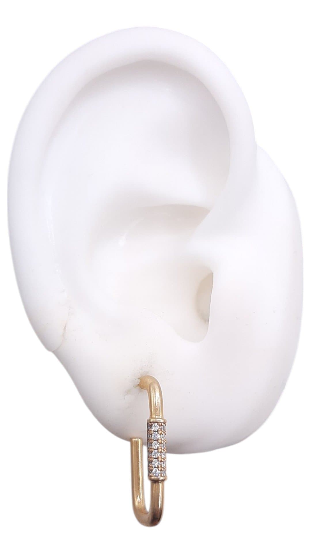 Brinco Argola Retangular Cravejada miniatura 2