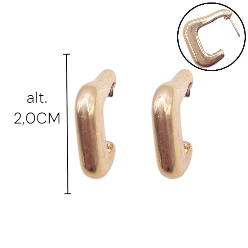 Brinco Argola Retangular Ondulada
