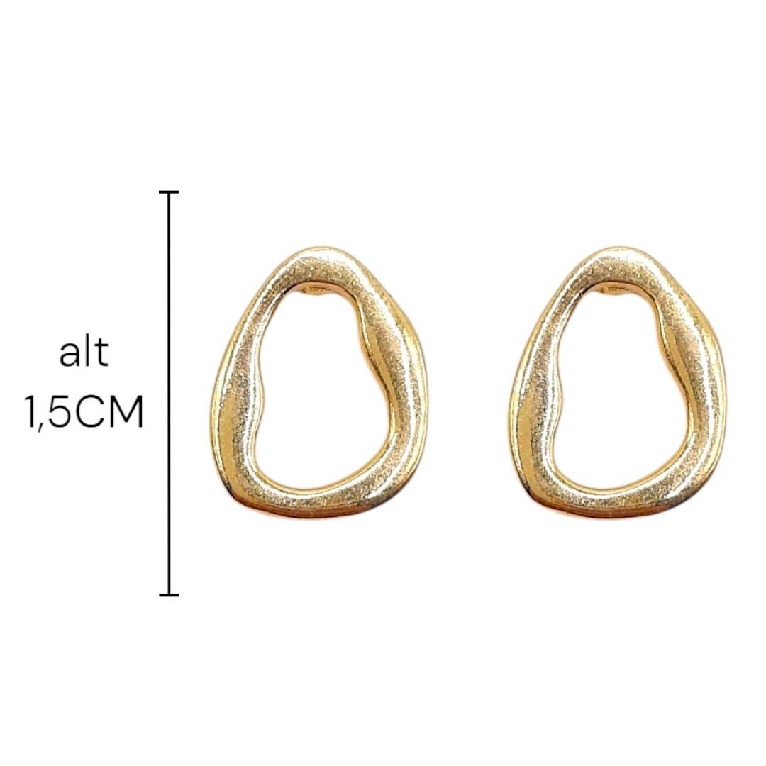 Brinco Oval Vazado Com Borda Orgânica miniatura 2