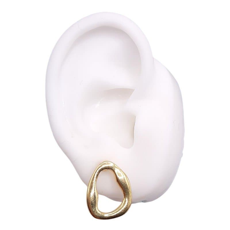 Brinco Oval Vazado Com Borda Orgânica miniatura 3