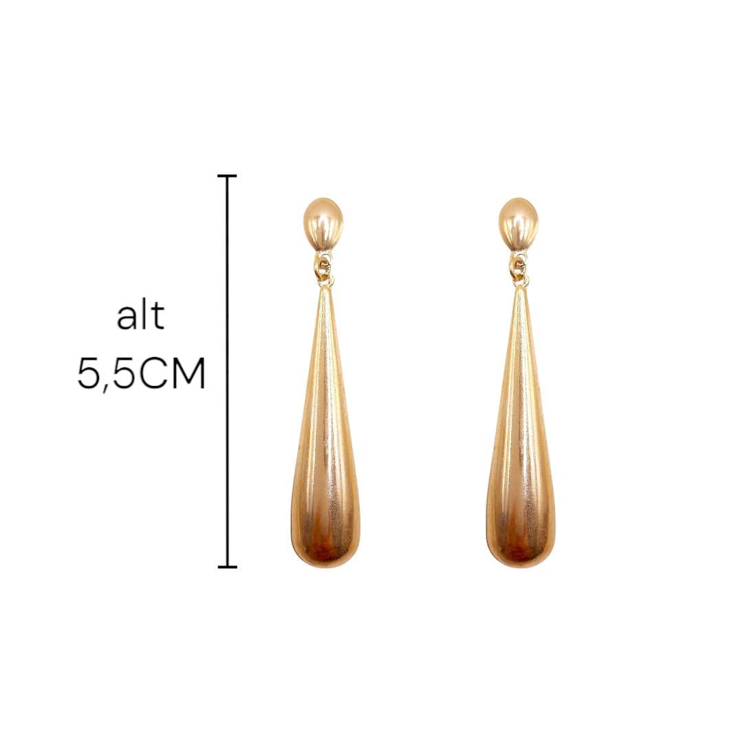 Brinco Gota Comprida Abaulada miniatura 2