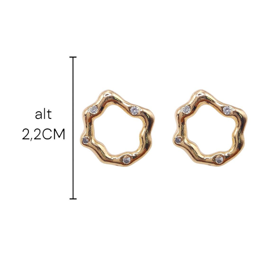 Brinco Orgânico Vazado Cravejado miniatura 2