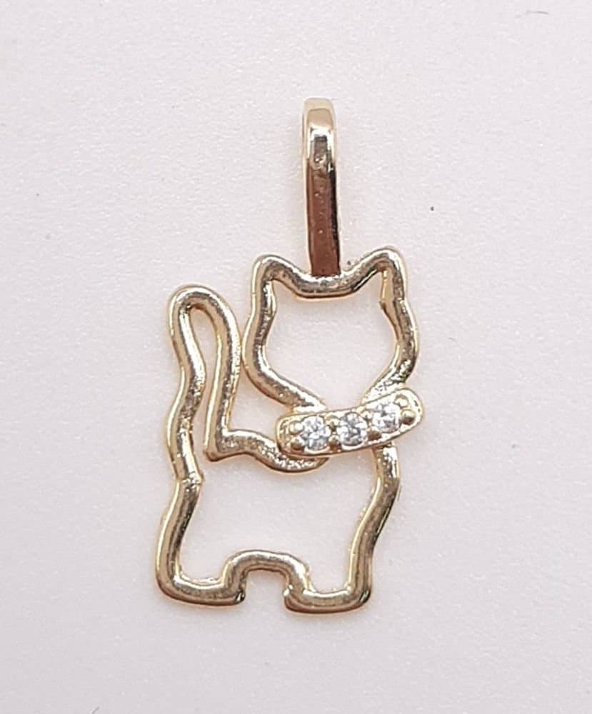 Pingente Gatinho Vazado Com Zircônia miniatura 2
