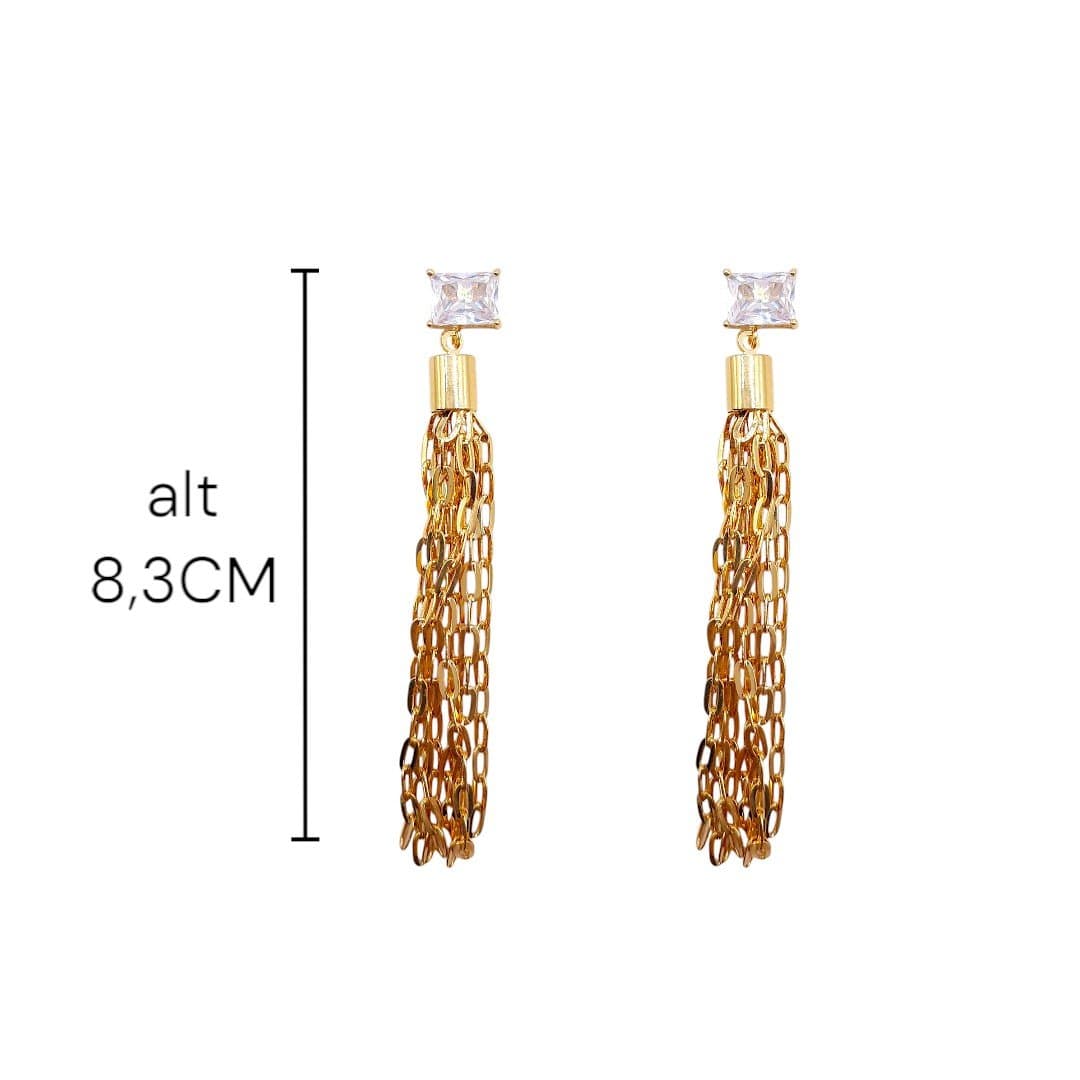 Brinco Baguete Com Franja Cartier