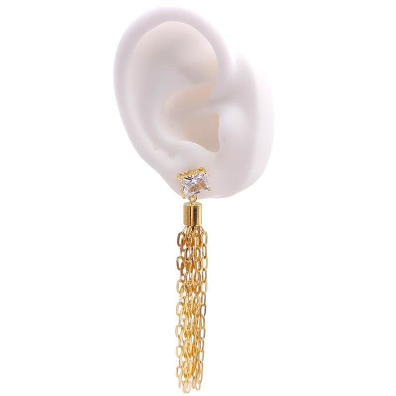 Brinco Baguete Com Franja Cartier miniatura 2
