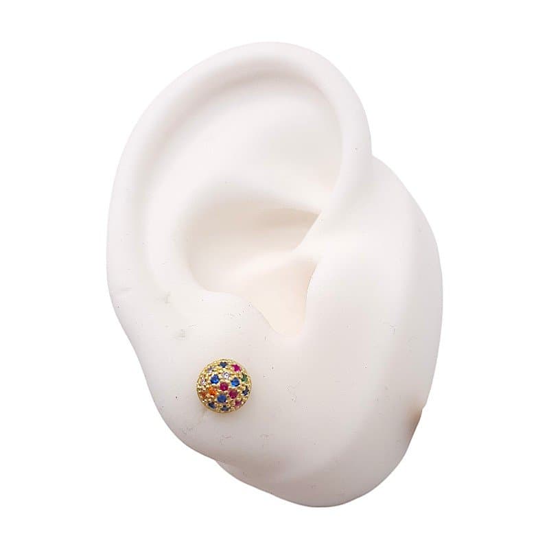 Brinco Meia Bola Baby Cravejada miniatura 2