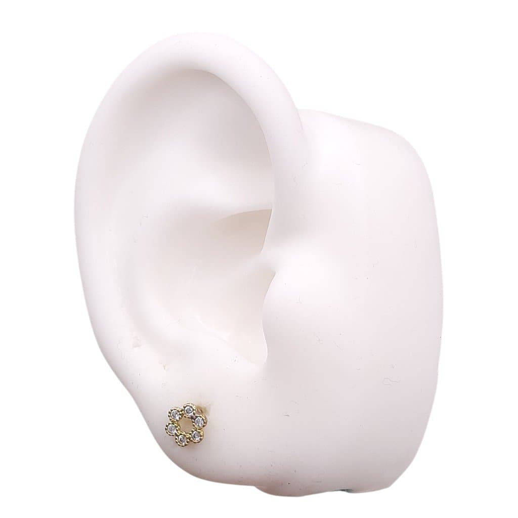 Brinco Florzinha Vazada Cravejada miniatura 2