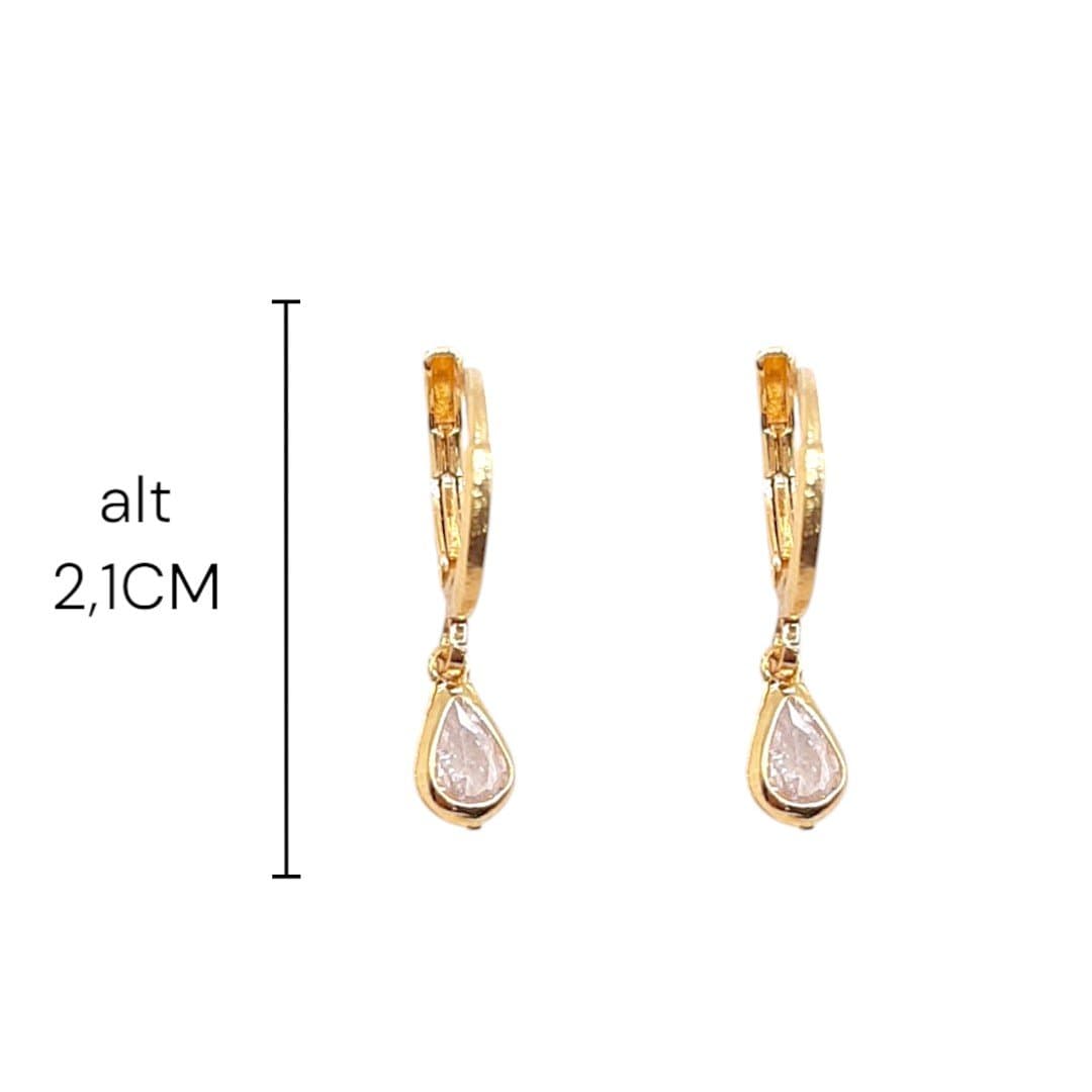 Brinco Argolinha Click Com Gota Pendurada