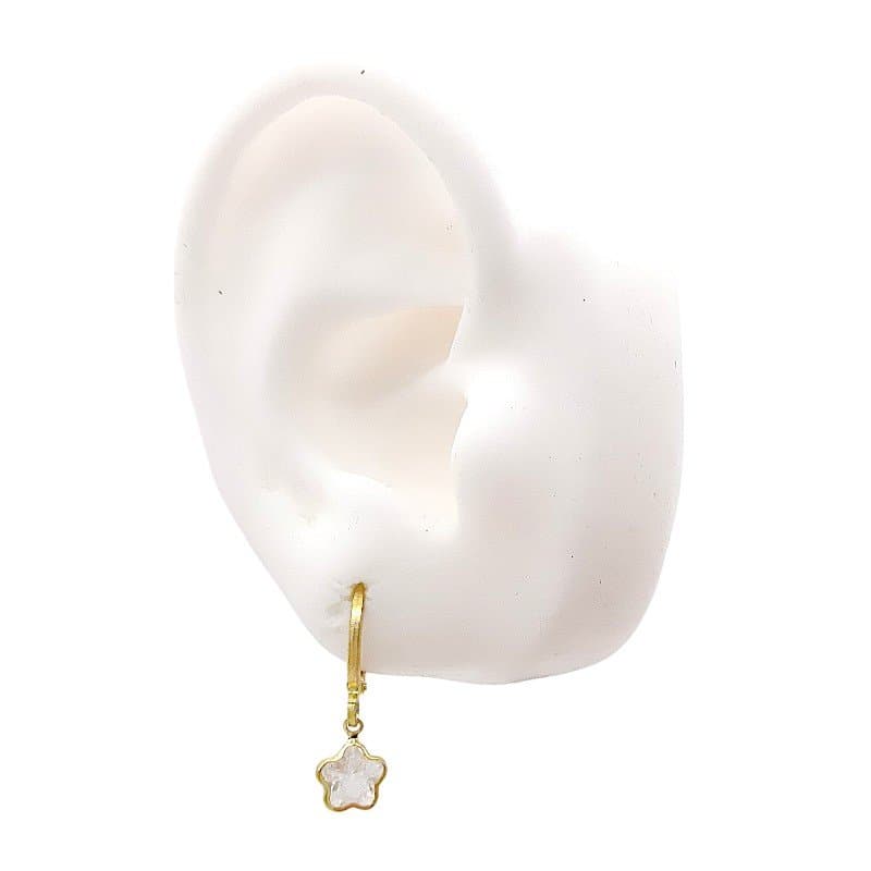 Brinco Argolinha Click Com Flor Pendurada miniatura 2