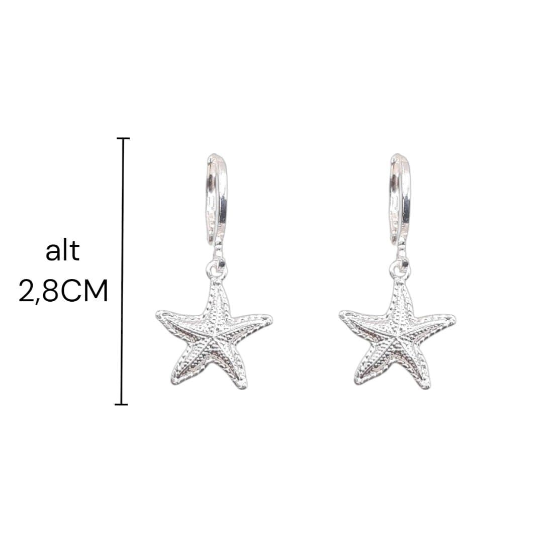 Brinco Argolinha Click Com Estrela Do Mar