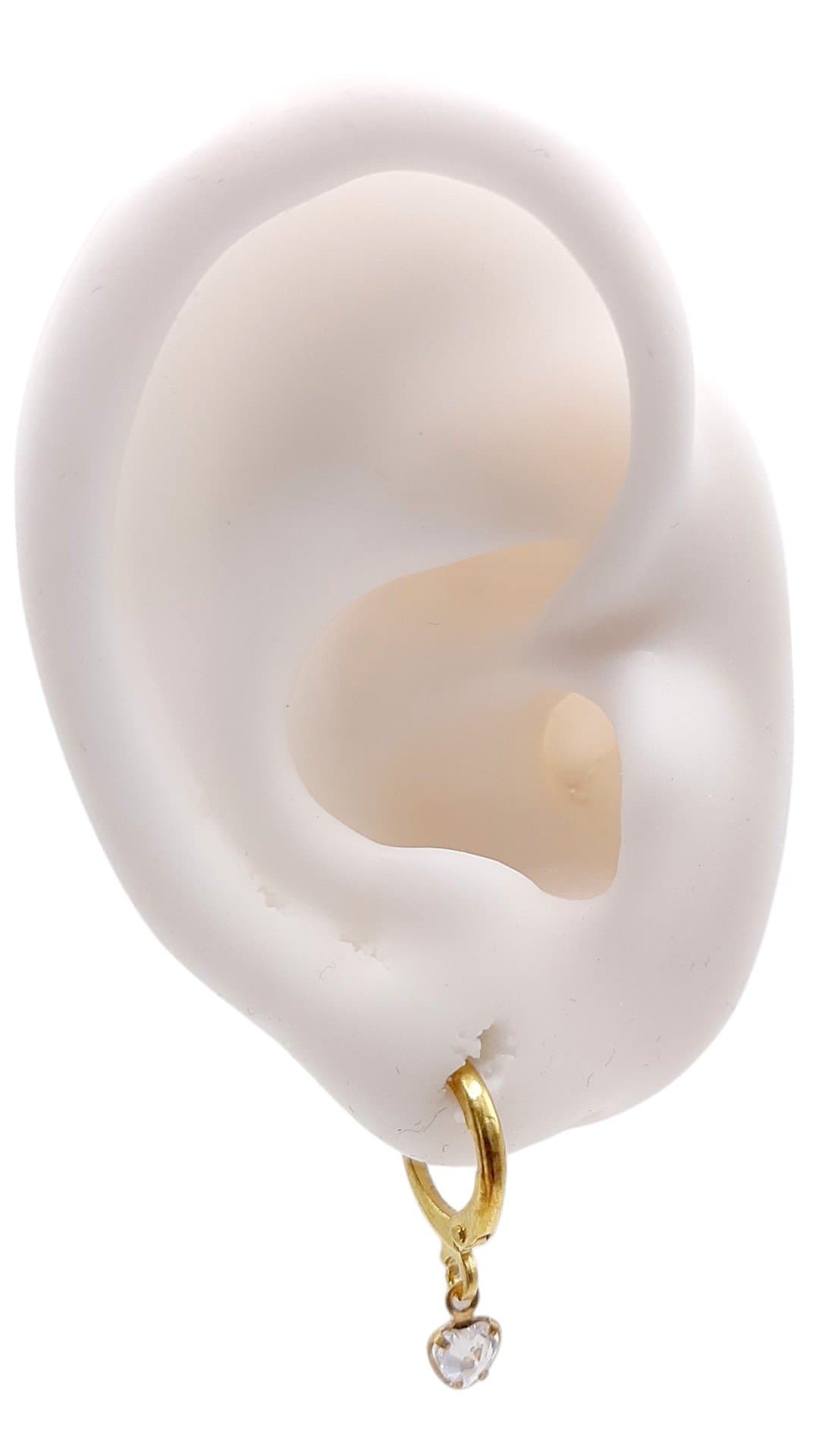 Brinco Argolinha Click Com Coração De Zirconia miniatura 2