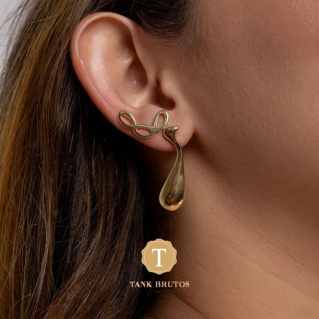Brinco Ear Cuff 3 Elos Ovais