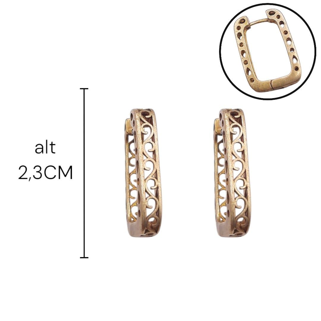 Brinco Argola Click Com Contono Desenhado Vazado miniatura 2