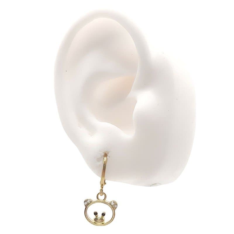 Brinco Argolinha Click Com Carinha De Urso Vazada miniatura 2