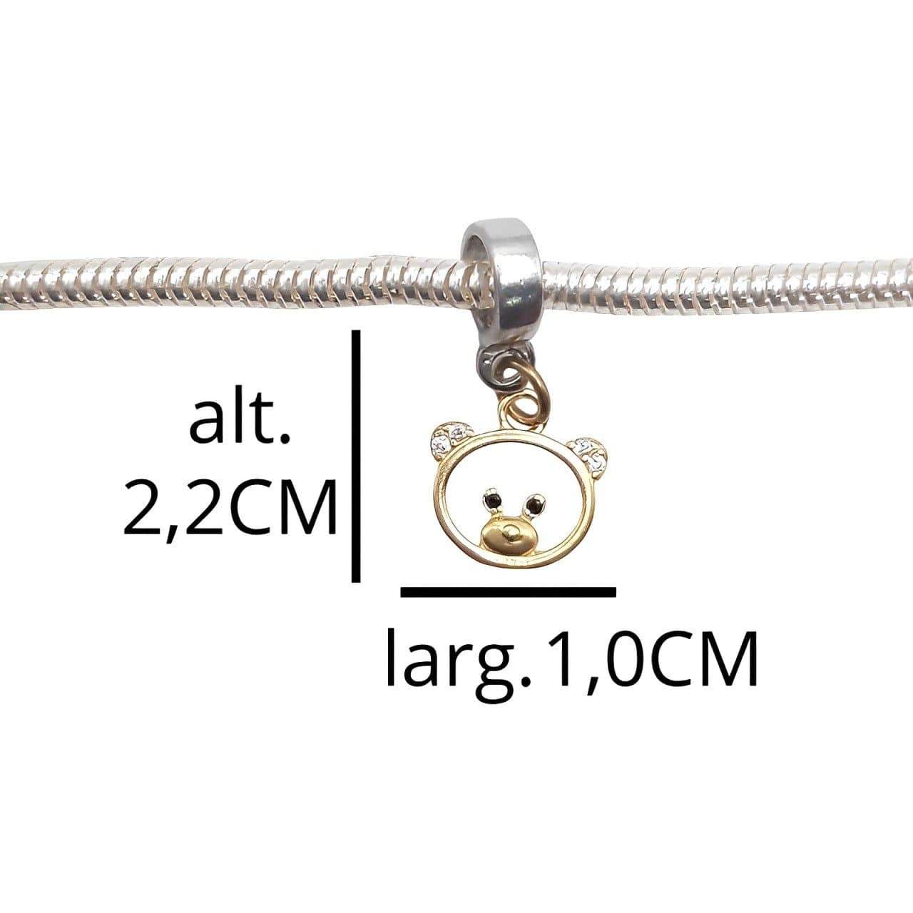 Berloque Carinha De Urso Com Orelha Cravejada