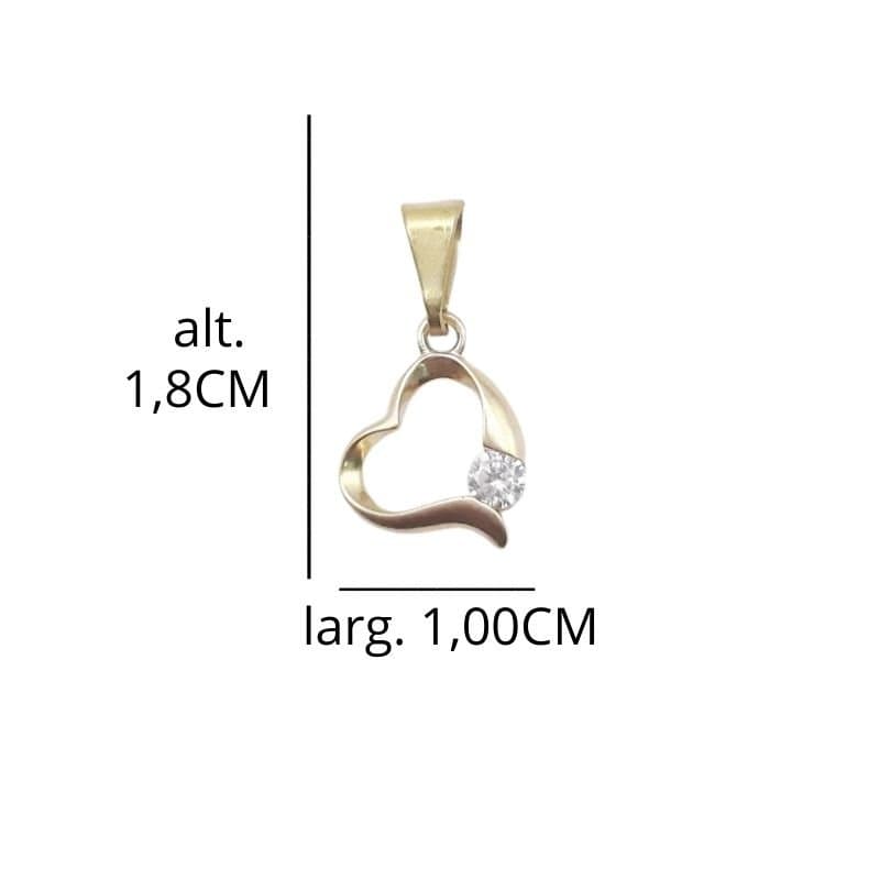 Pingente Coração Contorno Com 1 Zircônia