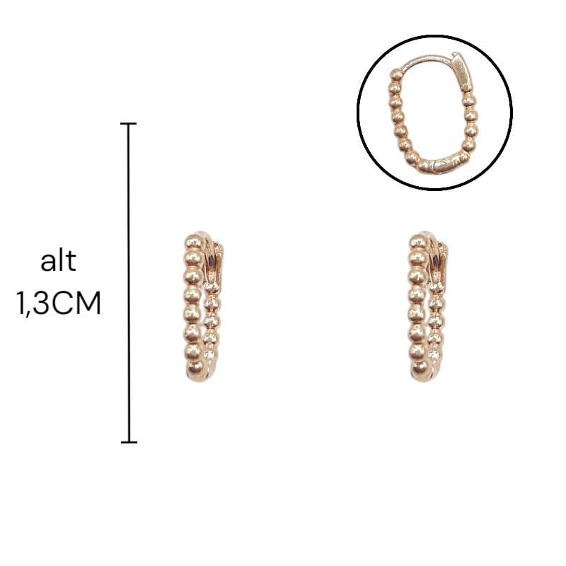 Brinco Argolinha Click Oval De Bolinhas Nº1