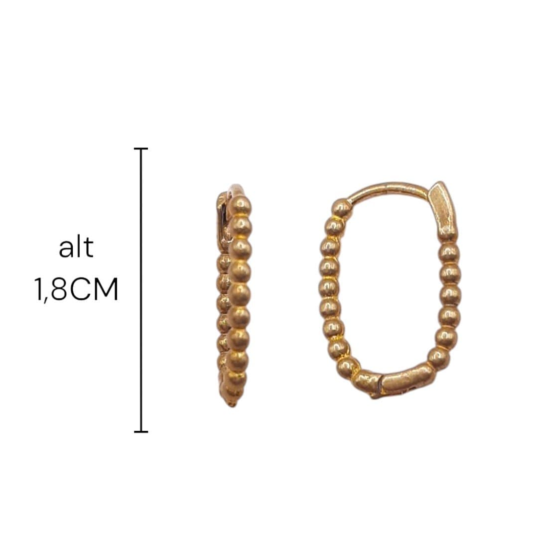 Brinco Argolinha Click Oval De Bolinhas Nº3