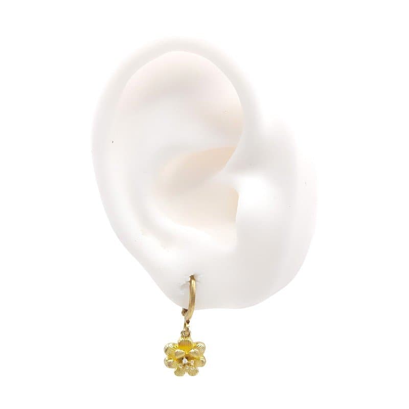 Brinco Argolinha Click  Rosa Com Centro Cravejado miniatura 2
