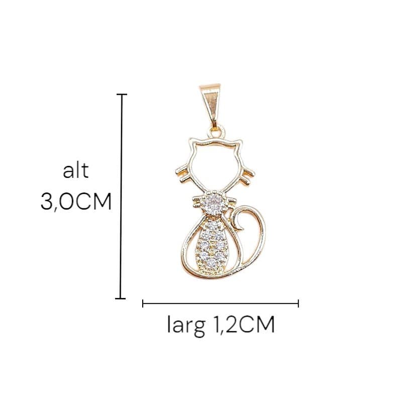 Pingente Gato Corpo Cravejado