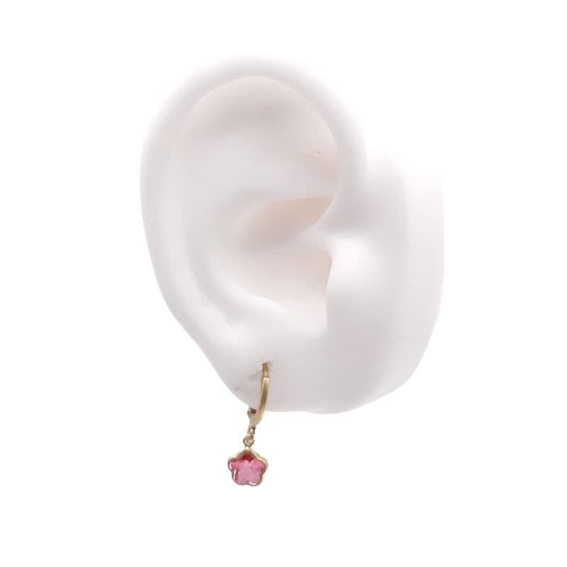 Brinco Argolinha Click Com Florzinha De Cristal miniatura 2
