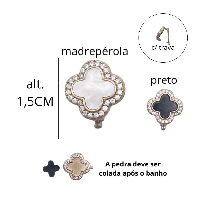 Berloque De Trava Trevo Cravejado