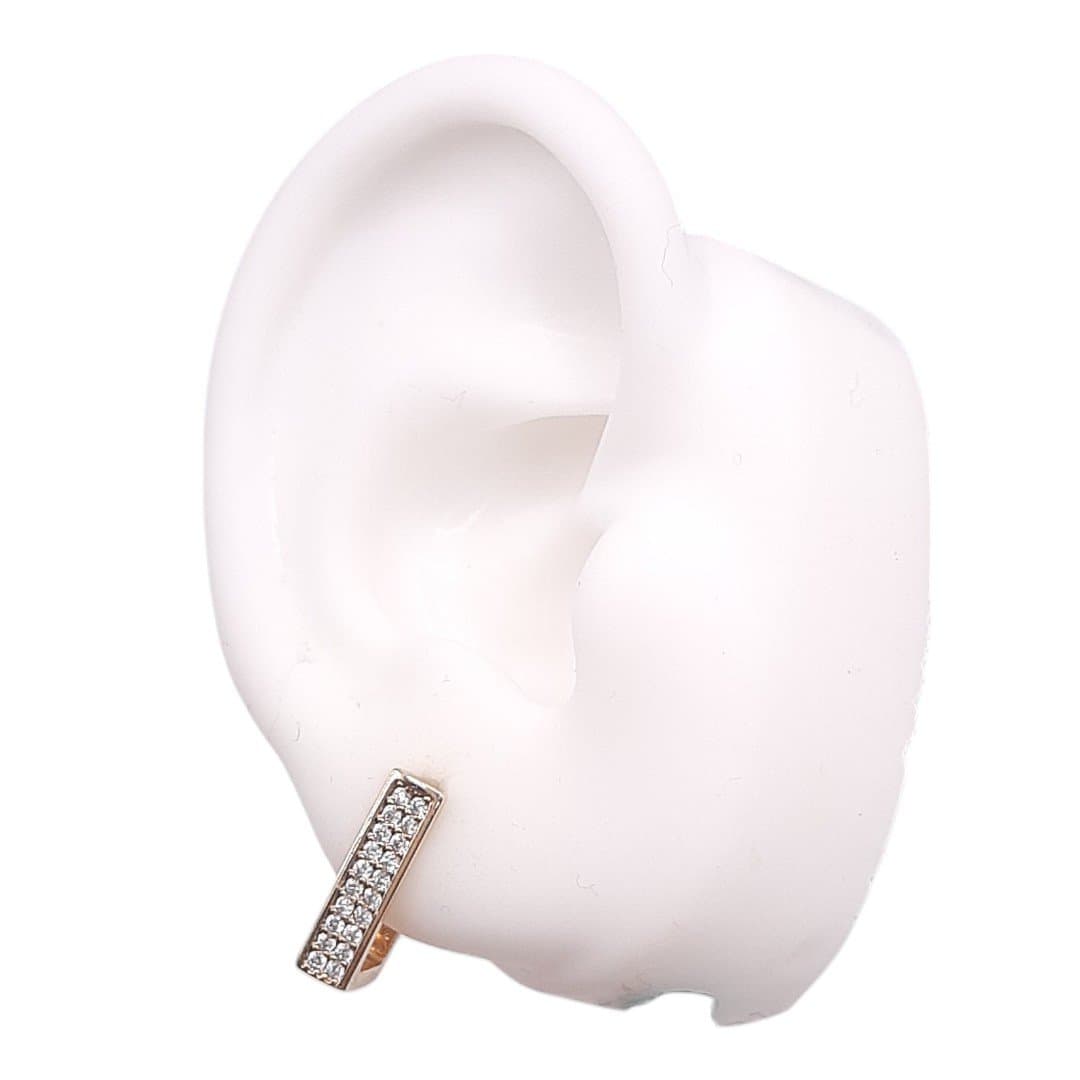 Brinco Argola Retangular Cravejada miniatura 3