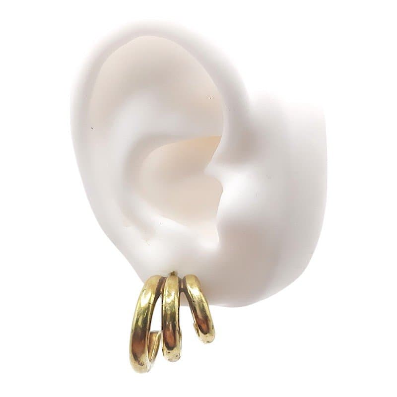 Brinco Meia Argola Tripla miniatura 3