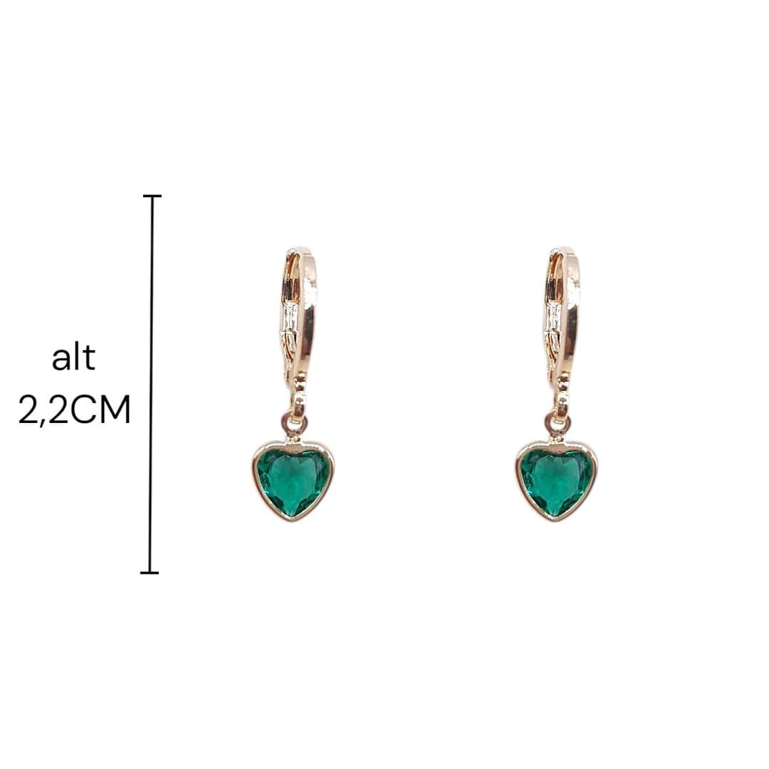 Brinco Argolinha Click Com Coração De Zircônia miniatura 2