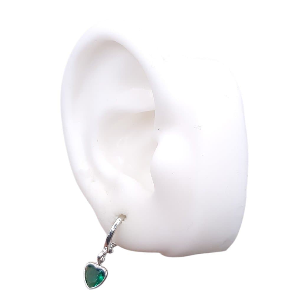 Brinco Argolinha Click Com Coração De Zircônia miniatura 3
