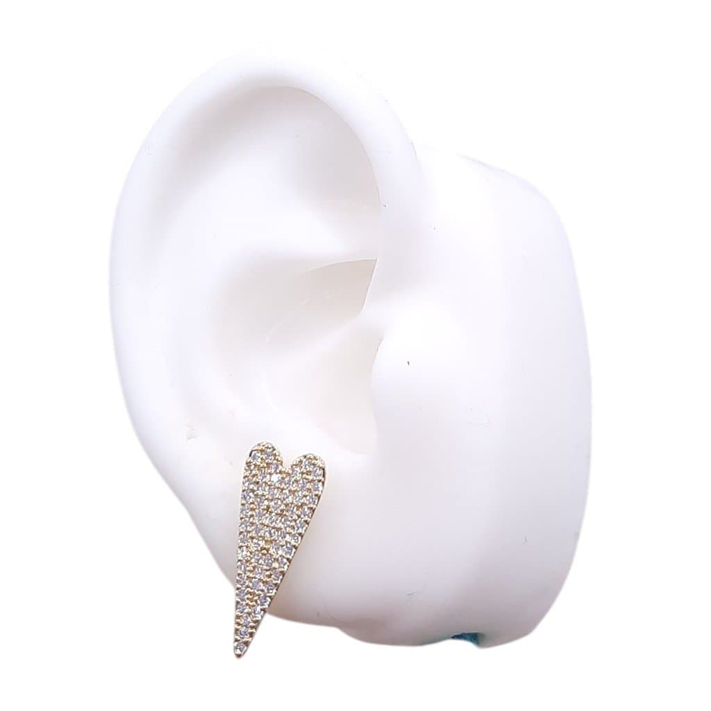 Brinco Coração Esticado Cravejado G miniatura 3