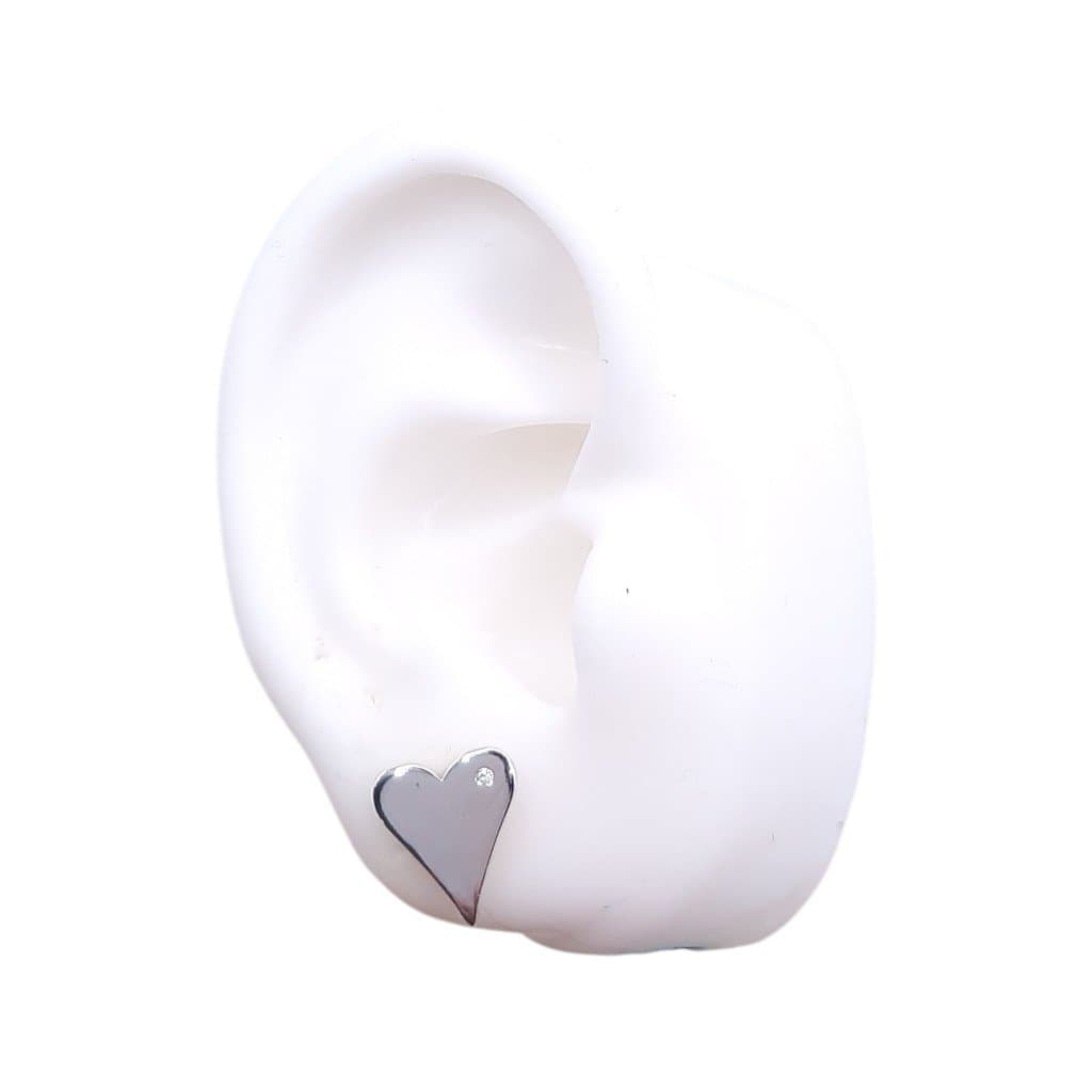 Brinco Coração Liso Com 1 Zirconia miniatura 2