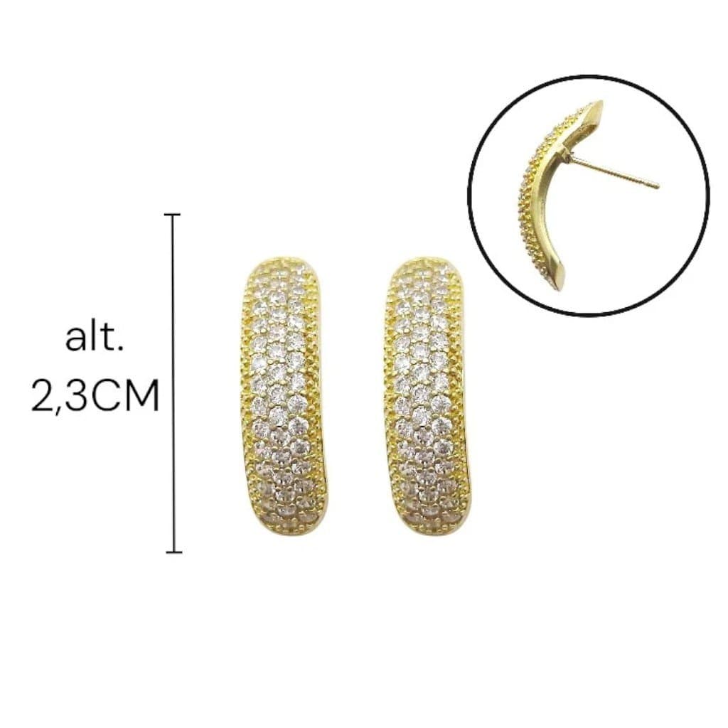 Brinco Ear Hook Oval Todo Cravejado miniatura 2