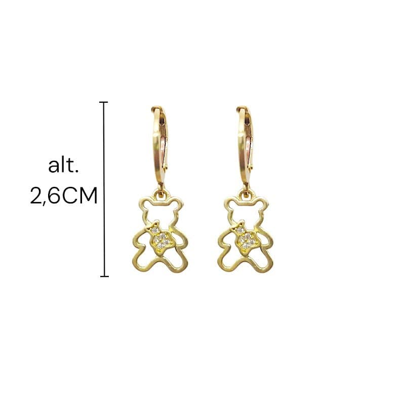 Brinco Argolinha Click Urso Vazado