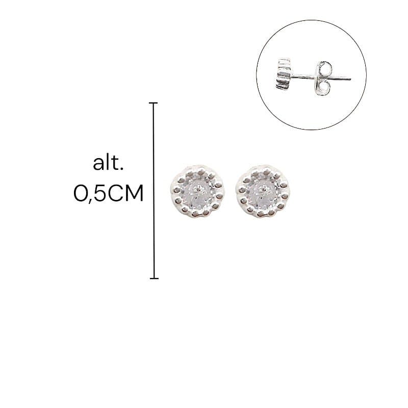Brinco Ponto De Luz Borda Bolinha 4,5mm Prata 925