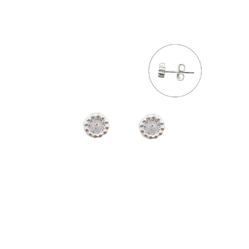 Brinco Ponto De Luz Borda Bolinha 4,5mm Prata 925 miniatura 2