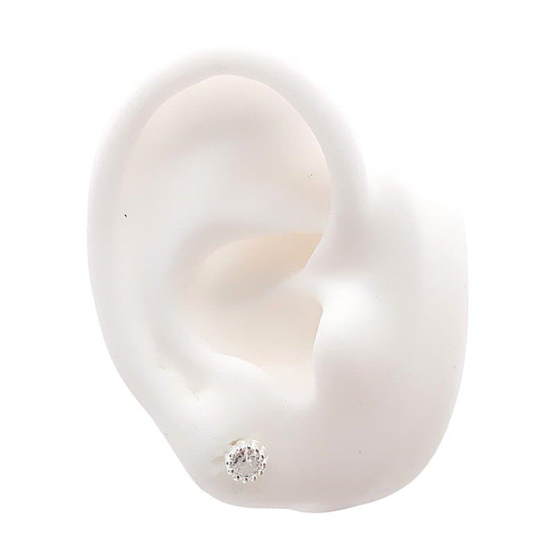 Brinco Ponto De Luz Borda Bolinha 4,5mm Prata 925 miniatura 3