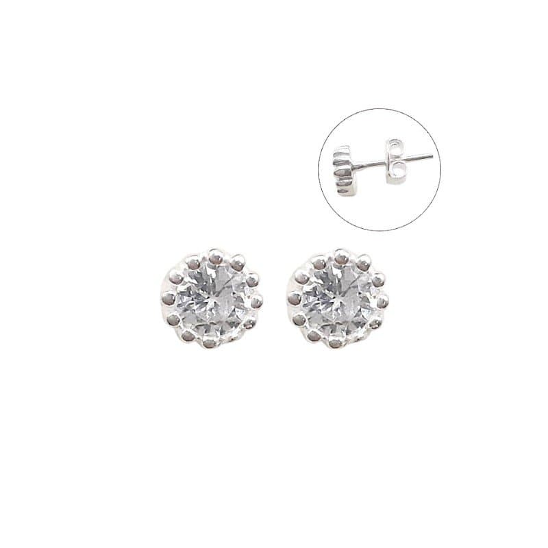 Brinco Ponto De Luz Bolinhas Na Borda 5,5mm Prata 925 miniatura 2