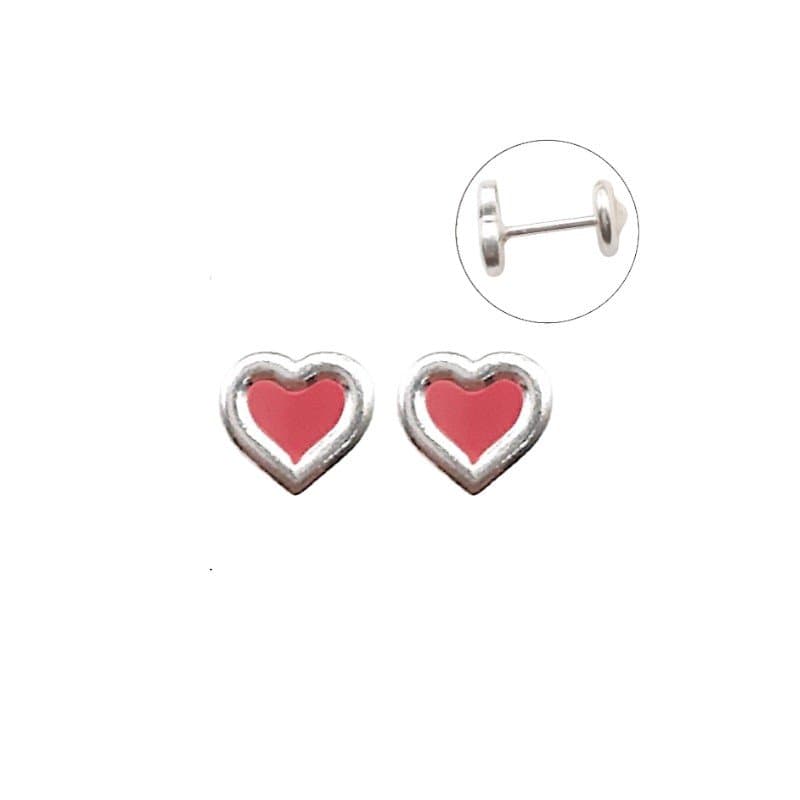 Brinco Coração Esmaltado Prata 925 miniatura 2